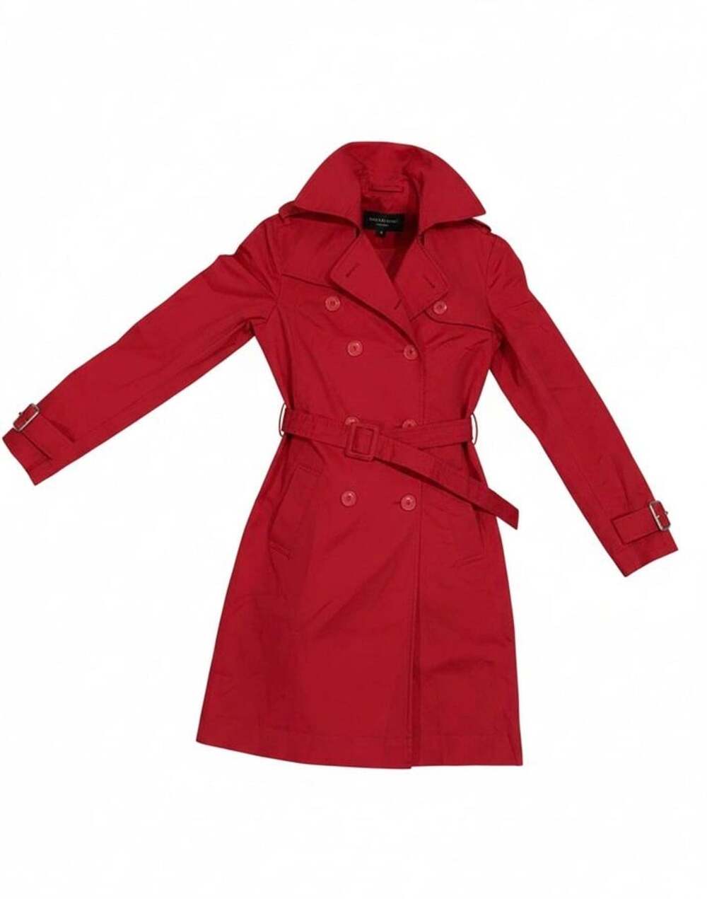 Body by Victoria Women’s Small Red Trench Coat Double Breasted Belted Jacket